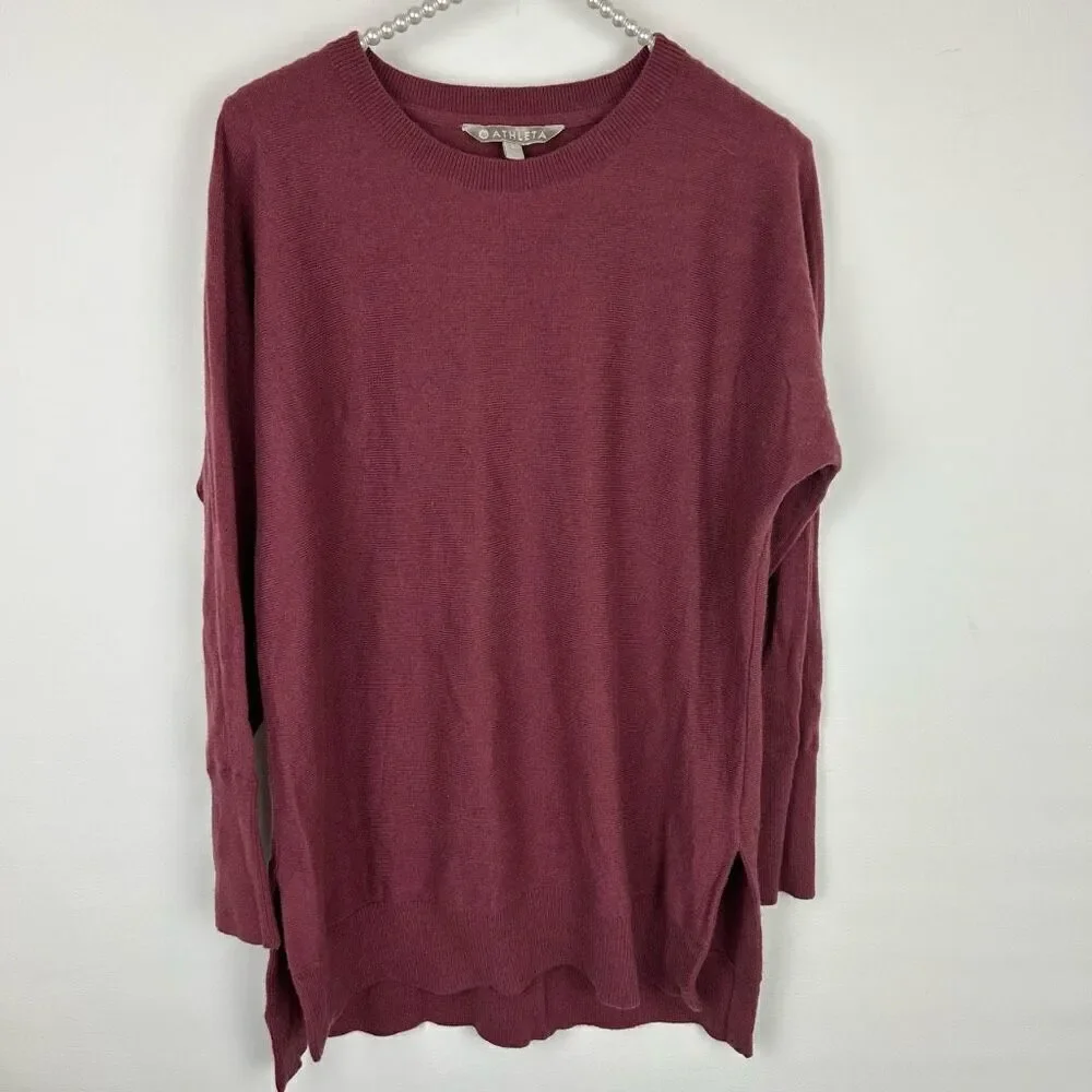 Athleta Perspective Wool & Cashmere Sweater red burgundy size S Relaxed Casual S
